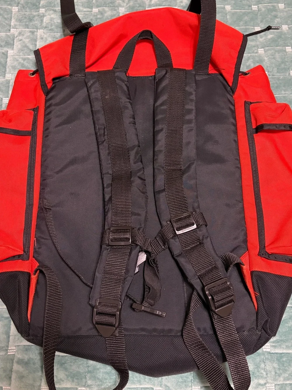 Vintage Tommy Hilfiger Orange Black Multi Pocket Backpack Hiking Travel Bag